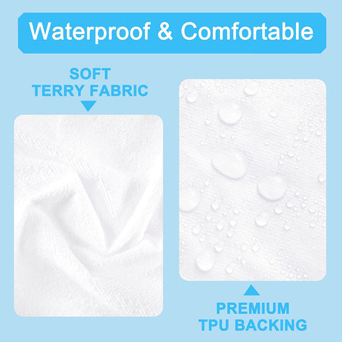 Ruili Premium Waterproof Twin XL Mattress Protector, Breathable Soft Noiseless Mattress Cover, Washable Fitted Bed Cover, Vinyl-Free