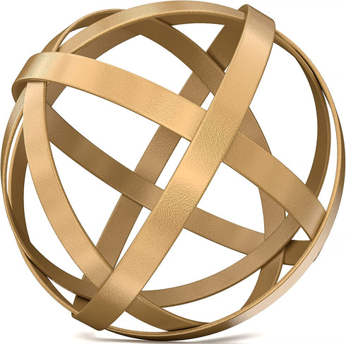 Small Gold Metal Band Decorative Sphere