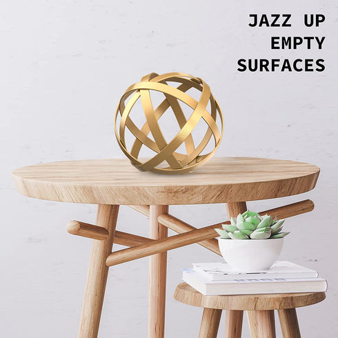 Small Gold Metal Band Decorative Sphere