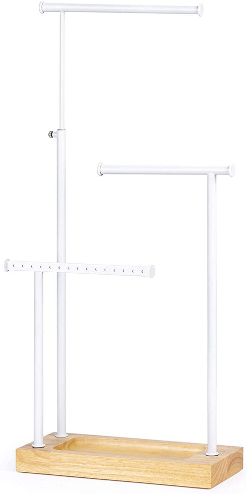 SRIWATANA Jewelry Organizer Display Extra Tall Necklace Holder 3 Tier Jewelry Tree Stand (Natural Color & White)