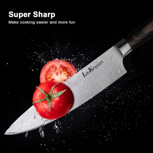 Chef Knife, Classic Kitchen Knife with Knife Sharpeners, High Carbon German Stainless Steel Chopping Knife with Ergonomic Handle- LauKingdom (chef knife with sharpener)