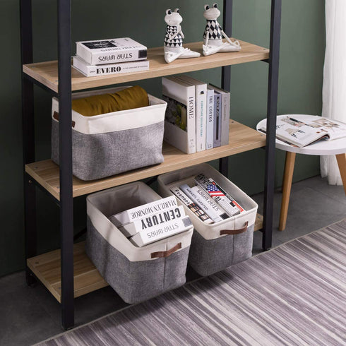 YOUDENOVA Storage Baskets for Organizing Set of 3, Large Collapsible Storage Bins with Handles for Organizing Towels, Toys, Clothes, Grey