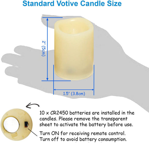 Flameless Votive Candles With Remote Control and Timer Bulk Set of 10 Tealight Candles / Realistic Outdoor Flickering Battery Operated LED Tea Lights (Batteries Included) 200Hours