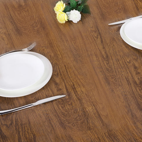 LUSHVIDA Round Waterproof Table Cover Elastic Tablecloth Vinyl Fitted Table Cover Elastic Edged Plastic Table Cover Fits Tables up to 36"-44" R Pine