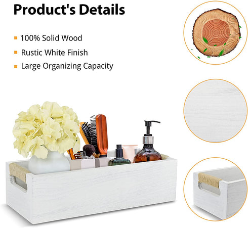 Bathroom Decor Box with Mason Jar and Artificial Flower Toilet Paper Storage Basket Toilet Tank Tray Decorative Box for Bathroom Countertop Kitchen Tabke Livingroom Home Decor