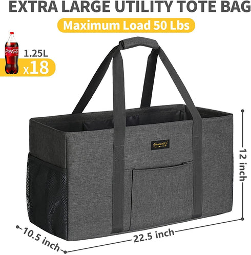 GhvyenntteS Extra Large Utility Tote Bag with Metal Wire Frame & Reinforced Bottom Board, Standing, Waterproof, Collapsible
