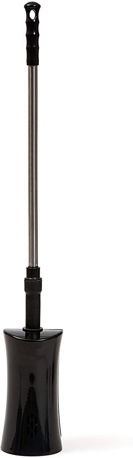 ToiletShroom Revolutionary Plunger, Squeegee, Clog Remover, Drain Cleaner, Bathroom Toilet Dredge Tool, Stainless Steel Handle with Caddy Holder, Оne Расk, Black