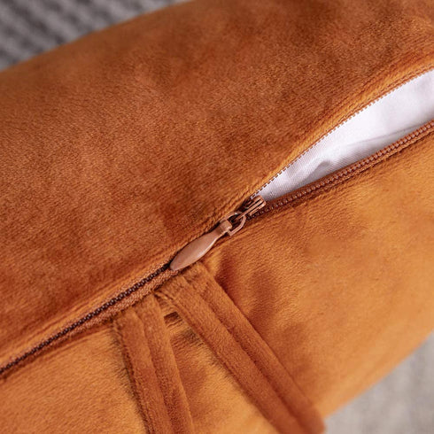 Woaboy Decorative Stripe Velvet Pillow Covers Soft Cushion Covers Solid Square Pillowcases Comfortable for Couch Bed Sofa Living Room Office 2 Pieces 20x20inch 50x50cm Orange