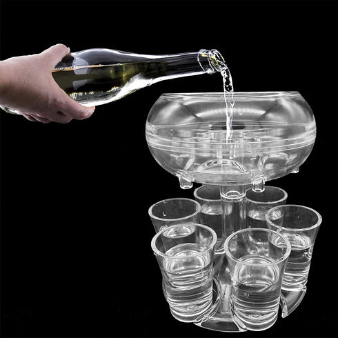 BEITESTAR 6 Shot Glass Dispenser and Holder, Shots Dispenser for Filling Liquids, Multiple 6 Shot Dispenser,Cocktail Dispenser,Bar Shot Dispenser, Shot Buddy Dispenser (Transparent/with 6 Acrylic Cup?