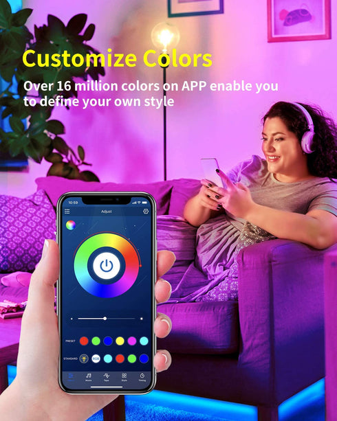 GUPUP 25 FT LED Strip Lights,Bluetooth LED Lights for Bedroom, Color Changing Light Strip with Music Sync, Phone Controller and IR Remote(APP+Remote +Mic).