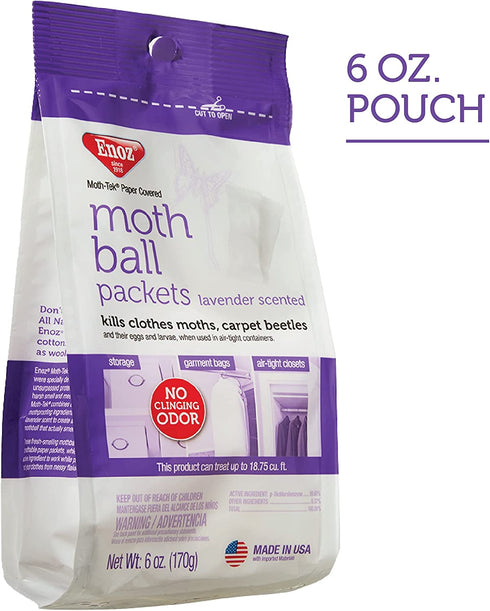 Enoz Moth Ball Packets - Lavender Scented, pack of 6