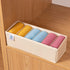 Qozary 3 Pack Sock Underwear Drawer Organizer Dividers, Collapsible Cabinet Closet Storage Boxes for Clothes, Socks, Lingerie, Underwear, Tie, Belt, Baby, Bedroom (Beige, 6 Cells)