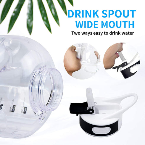 2.2L Half Gallon Water Bottle with Straw and Handle, 75 OZ Water Bottles BPA Free Leakproof Lids Motivational Time Marker Ounce Line Fitness Sports Water Bottle for Home Office Gym Reusable Water Jug