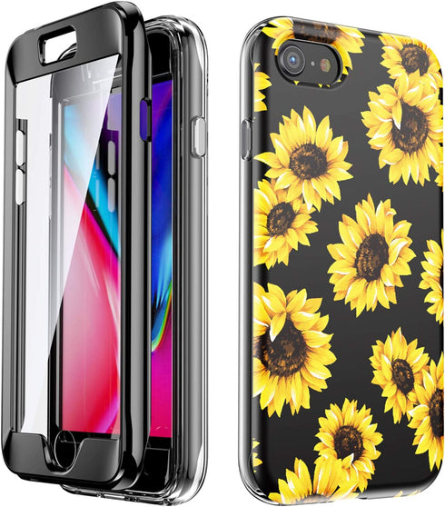 GOLINK Full Body Shockproof Protective Case with Built-in Screen Protector for 4.7 inch iPhone 7 and iPhone 8(Sunflower)