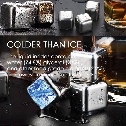 Das TooKii Whiskey Stones Gift Set, 12PCS Stainless Steel Ice Cube Reusable, Cooling Whisky Rocks, Metal Ice Cubes Chilling Stones, Drink Wine Cooler with Ice Tongs, Freezer Storage Tray, Freezer Bag