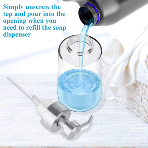 GLUBEE Glass Foaming Soap Dispenser, Thick Glass Soap Dispenser with Rust Proof Stainless Steel Pump, Clear Foam Soap Dispenser with Wide Opening for Kitchen and Bathroom?15 Oz?