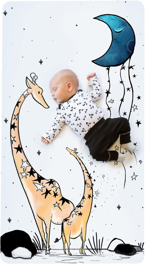 JumpOff Jo - Fitted Crib Sheet, Super Soft 100% Cotton Sheet for Standard Crib Mattresses and Toddler Beds, 28 in. x 52 in. - Giraffe and a Calf
