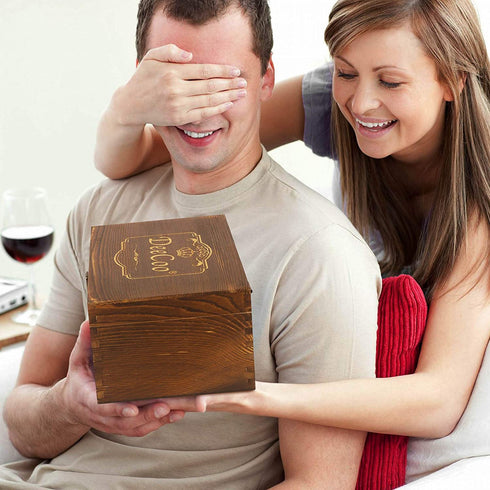 Whiskey Glasses Set of 2 - Bourbon Glasses with Wooden Box, Old Fashioned Whiskey Glass Set with Stones, 10 oz Scotch Glasses Gift Set for Men, Crystal Cocktail Glasses/Bar Glasses for Dad