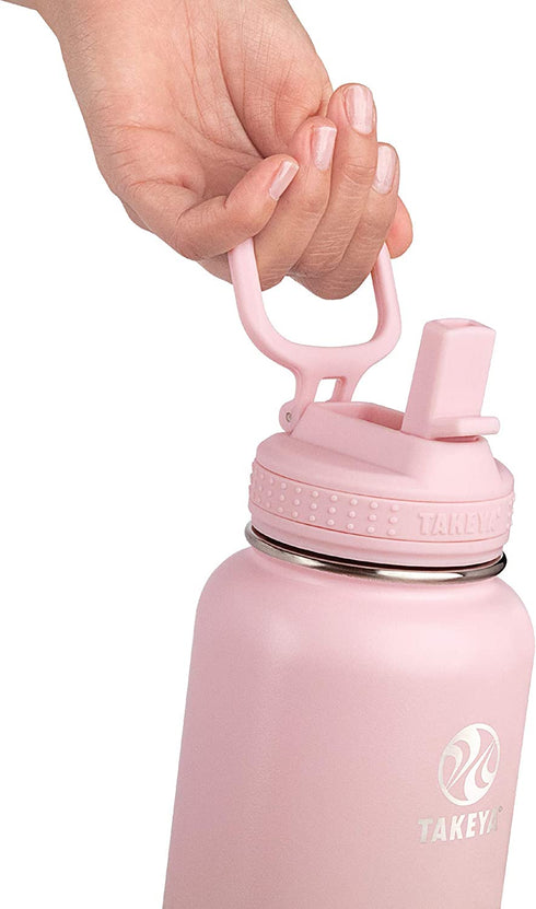 Takeya - 51221 Takeya Actives Insulated Stainless Steel Water Bottle with Straw Lid, 24 oz, Blush