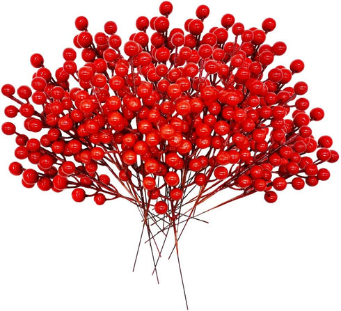 30 Pcs Rich Red Artificial Berry Stems Christmas Red Berry Picks,Winter Fake Berries Bunch Faux Cranberries for Holiday and Home Decor