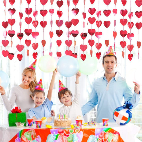 90 Hearts Valentines Day Heart Banner Felt Red Heart Shape Hanging String Garland Party Decor Valentines Day Decorations for Wedding Anniversary Birthday Home Valentines Party Supplies(15 Pcs)