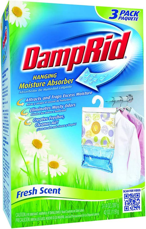 Damp Rid Hanging Moisture Absorber Fresh Scent 3-Bag 14 Ounces each (Pack of 1)