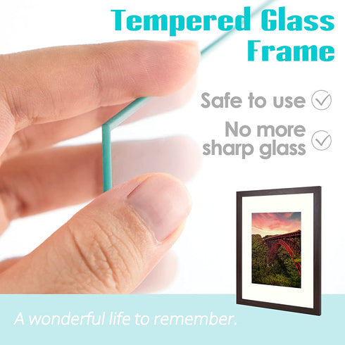 Frametory, 12x16 Picture Frame - Made to Display Pictures 8.5x11 Photo with Ivory Color Mat - Wide Molding - Built in Hanging Features - Wall Mounting Hardware (12x16, Walnut)