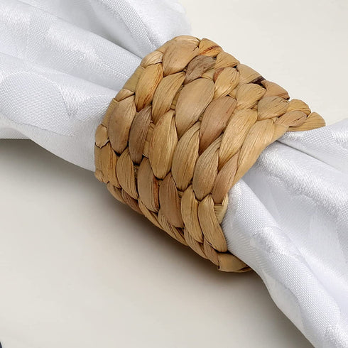 12pcs Round Woven Napkin Ring, Rustic Napkin Ring Holders Handmade by Natural Water Hyacinth, Farmhouse Napkin Rings, Set of 12 Napkin Rings