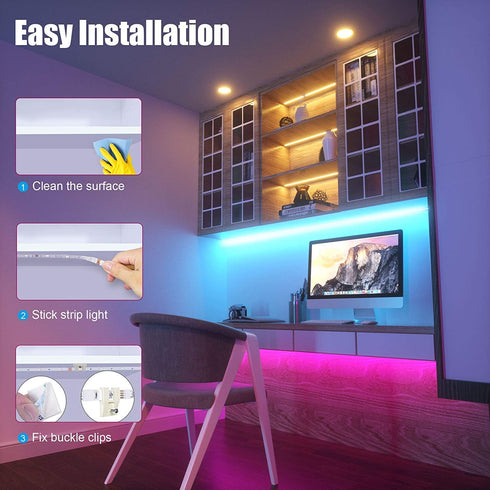 Led Strip Lights 65.6ft, GOADROM Ultra Long 5050 RGB Flexible Led Lights Color Changing Light Strips with 44 Keys IR Remote Control for Home, Bedroom, Kitchen, DIY Modes(2 Rolls of 32.8ft)