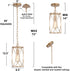 Optimant Lighting Gold Pendant Lighting for Kitchen Island, Modern Cage Hanging Light Fixture for Hallway, Dining Room, Foyer and Bedroom
