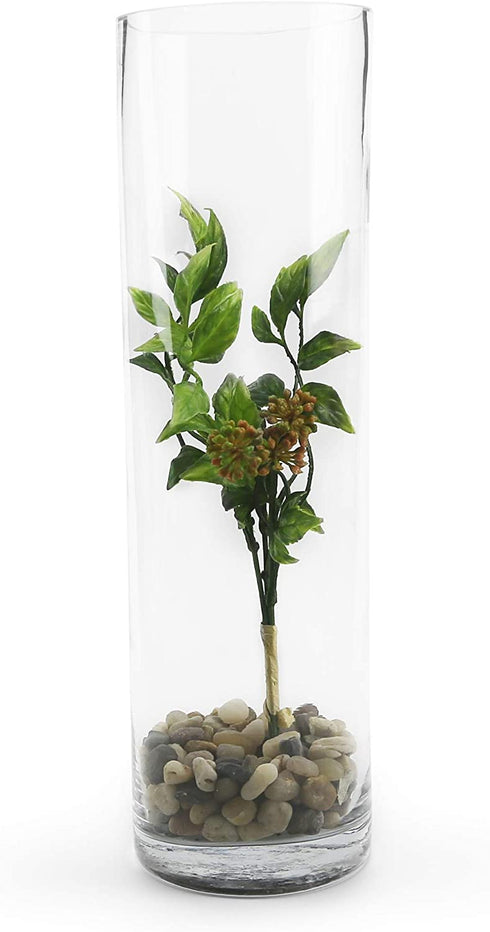 WGV Cylinder Vase, 4" W x 14" H, Floral Container, Flower Vase, Glass Candle Holder Centerpiece Planter Terrarium for Wedding Center Pieces, Home Accent Decor, Clear, 1 Piece