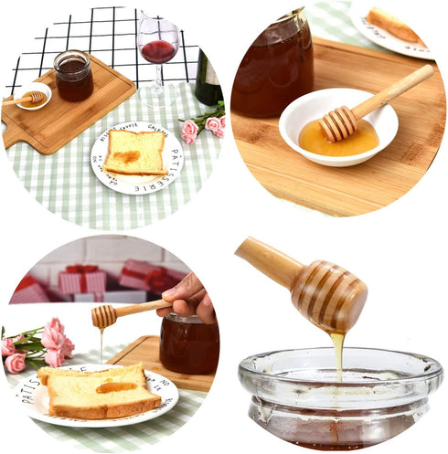 WEFOO 100 Pack Mini 3 Inch Portable Wooden Honey Dipper Sticks for Honey Jar Dispense Drizzle Honey, Wedding Party Favors