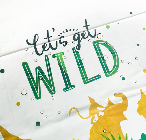 FVABO Safari Tablecloth - 2Set Jungle Themed Table Cover, for Wild Party Supplies, Animal Themed Baby Shower Birthday Table Cloth Decorations(54in x 108in)