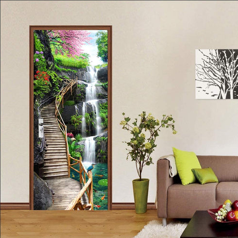 ZY-KL 3D Door Sticker Wall Decals Mural Wallpaper, Waterproof and Moisture-Proof DIY Environmentally Friendly self-Adhesive PVC Door Decal, Used for Dormitory, Office and Home Decoration(MT0197) Black 77x200cm