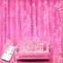 JMEXSUSS Pink Curtain Lights, 300LED Remote Control Pink Lights, 8 Modes Window Curtain Lights For Bedroom Party Room Decor