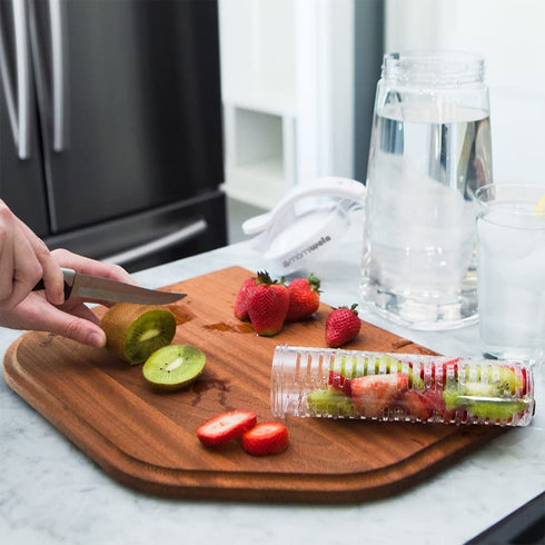White Fruit & Tea Infusion Water Pitcher - Free Ice Ball Maker - Free Infused Water Recipe eBook - Includes Shatterproof Jug, Fruit Infuser and Tea Infuser Great for weight loss - The PERFECT Set