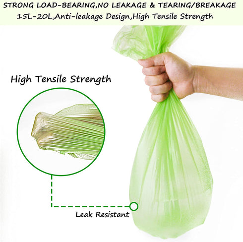 Compostable Trash Bags 13 Gallon Tall Kitchen Garbage Bags, Biodegradable Eco-Friendly Recycled Trash Bags with Strong Tear and Leak Resistant, 60 Count Unscented Trash Can Liners