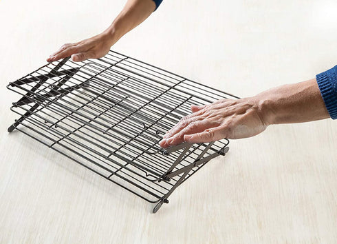 3-Tier Collapsible Cooling Rack - Bonus Baking Mat Included - Expandable & Foldable Cookie Cooling Wire Rack - Baking Rack - Foldable Cooling Rack For Baking Supplies - Premium Quality & Sturdy Legs