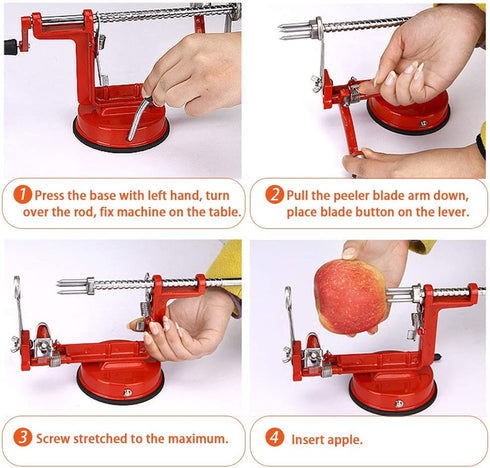 Apple Peelers, Apple Peeler Corer Slicer Stainless Steel 3 in 1 Heavy Duty with Suction Grips Base Peelers Apple Pear Potato Applesauce Cider Apple juice Apple Pie Tools Peelers for Kitchen