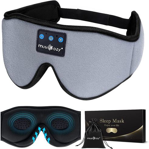 MUSICOZY Sleep Headphones 3D Bluetooth 5.2 Headband Sleeping Headphones, Wireless Music Eye Sleep Mask Earbuds for Side Sleepers Cool Tech Gadgets Unique Gifts, Built-in Ultra Soft Thin Speakers