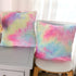 Pink Cute Decorative Throw Pillows Covers Pack of 2 Soft Fluffy Blush Faux Fur Large Throw Pillow for Couch Bed Decor Sofa Comfy Chair for Bedroom Rainbow Girls Cuddle Cushion 18x18