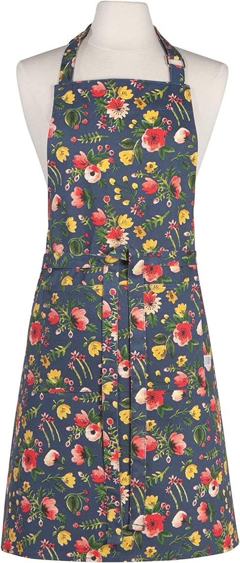 Now Designs Midnight Garden Chef's Kitchen Apron Blue floral, 28 x 32 in
