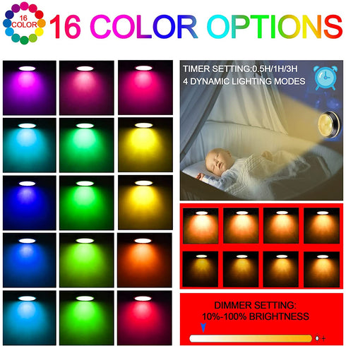 Puck Lights with Remote, Color Changing Wireless LED Puck Lights with Timer, Dimmable Under Cabinet Lights for Kitchen Cabinet Counter, Battery-Powered Closet Lights (6 Pack, Batteries Included)