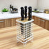 VANRA Metal Steel Knife Block Holder Kitchen Knife Storage Organizer Stand without Knives 8-Slot (White)