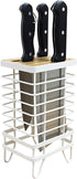 VANRA Metal Steel Knife Block Holder Kitchen Knife Storage Organizer Stand without Knives 8-Slot (White)