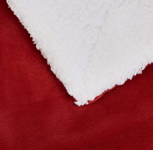 Amazon Basics Ultra-Soft Micromink Sherpa Blanket - Throw, Red