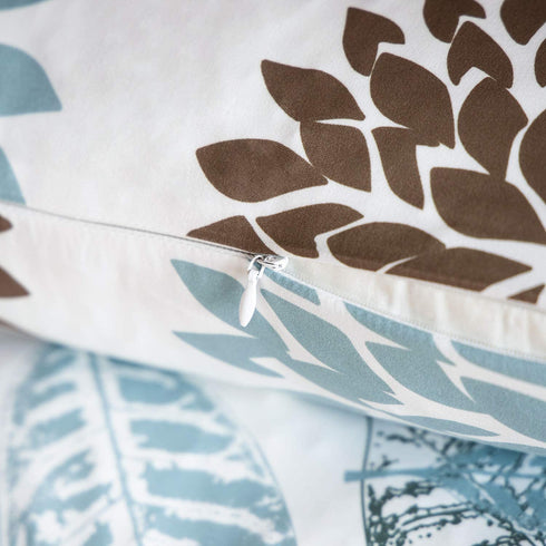Phantoscope Set of 4 New Living Series Decorative Blue and Coffee Throw Pillow Case Cushion Cover 18 x 18 inches 45 x 45 cm