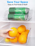 SMARTAKE Soda Can Organizers, 2 PCS Wide Plastic Water Bottle Storage Bins, Clear Refrigerator Organizer Bins, Food Storage Dispensers for Freezer Cabinet Countertops Fridge Kitchen Organization