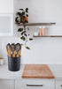 Monarch Abode Hand Hammered Kitchen Utensil Holder Crock, Large, Black