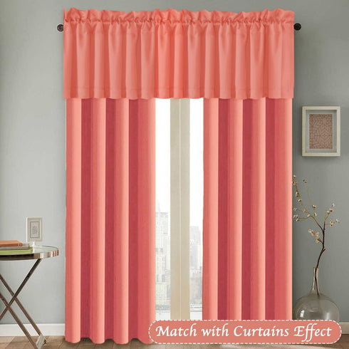 H.VERSAILTEX 4 Panels Blackout Curtain Valances for Kitchen Windows/Bathroom/Living Room/Bedroom Privacy Decorative Rod Pocket Short Winow Valance Curtains, 52" W x 18" L, Coral